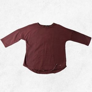 Doe & Rae Women‎ Size M Sweatshirt Red Brown Pullover 3/4 Sleeves Front Pocket